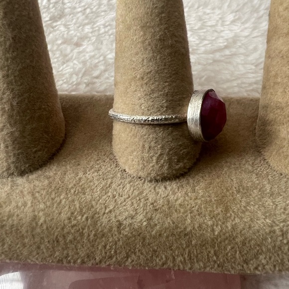 Rough Ruby Genuine Gemstone Sterling Ring - Picture 5 of 6